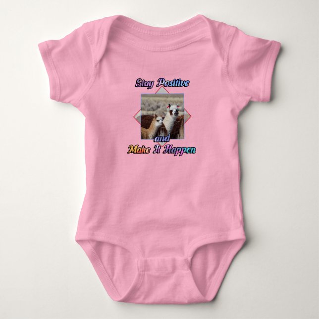 Niedlich Llama Lover Bleibe positiv Baby Strampler (Vorderseite)