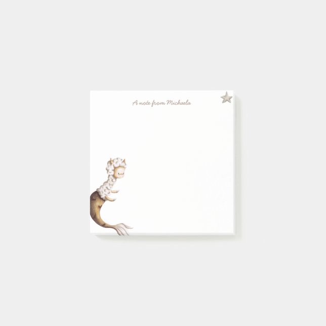 Niedlich Llama Mermaid Animal Post-it Klebezettel (Vorderseite)