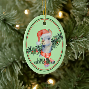 Niedlich Llama Mia Frohe Weihnachten Keramik Ornament