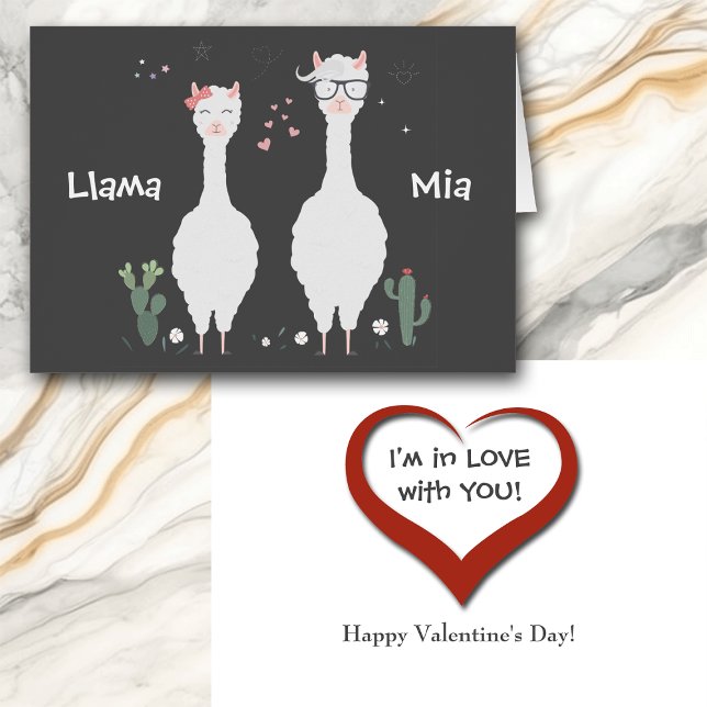 Niedlich Llama Mia Ich bin in Liebe Valentine Card (Von Creator hochgeladen)