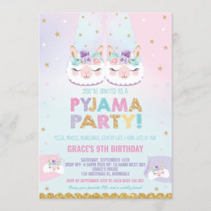 Niedlich Llama Pajama Geburtstagsparty Sleepover S Einladung