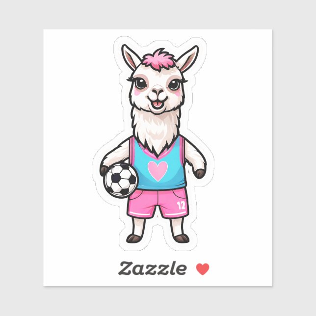 Niedlich Llama Playing Soccer Aufkleber (Blatt)