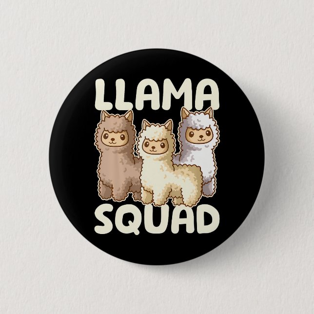 Niedlich Llama Squad Button (Vorderseite)