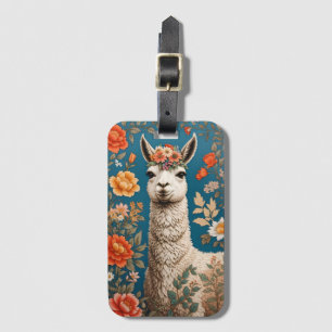 Niedlich Llama William Morris Inspirierte floral Gepäckanhänger