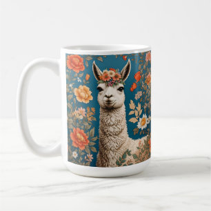 Niedlich Llama William Morris Inspirierte floral Kaffeetasse