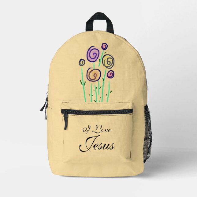 Niedlich Lollipop Floral I Liebe Jesus Yellow Bedruckter Rucksack (Vorderseite)