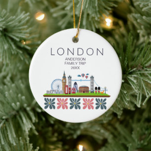 Niedlich London Floral City Keramik Ornament
