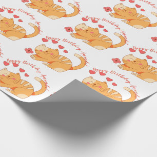 Niedlich Love Orange Tabby Kitten Geschenkpapier