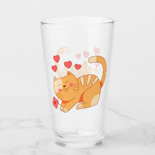 Niedlich Love Orange Tabby Kitten Glas