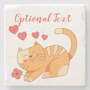 Niedlich Love Orange Tabby Kitten Steinuntersetzer