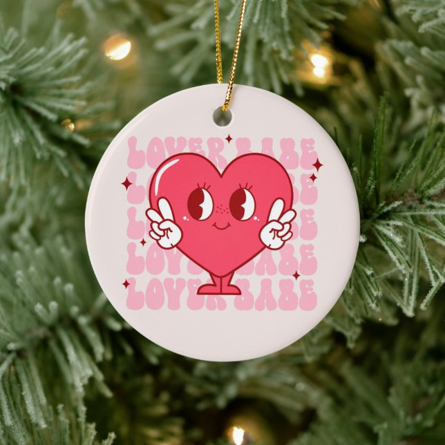 Niedlich Lover Babe Heart Keramik Ornament (Baum)