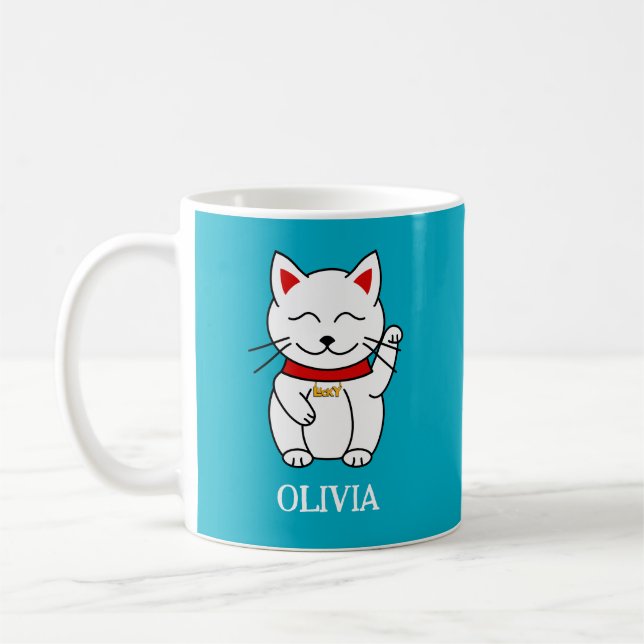 Niedlich Lucky Cat Kawaii Style Kaffeetasse (Links)