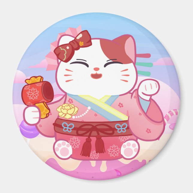 Niedlich Lucky Cat Magnet (Vorne)