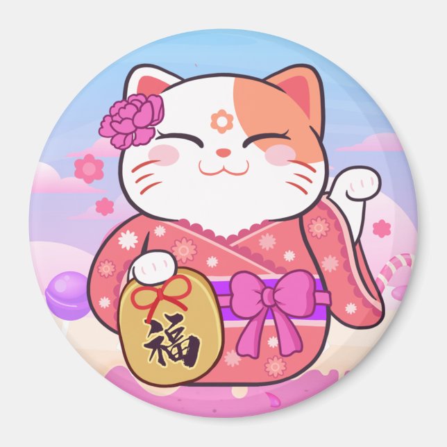 Niedlich Lucky Cat Magnet (Vorne)