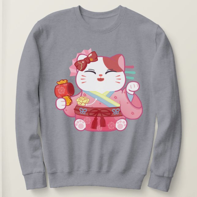 Niedlich Lucky Cat Sweatshirt (Design vorne)