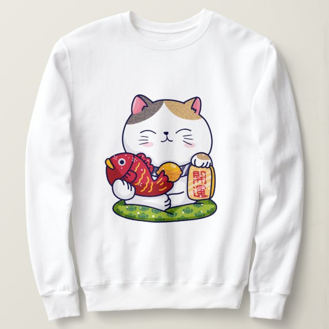 Niedlich Lucky Cat Sweatshirt (Design vorne)