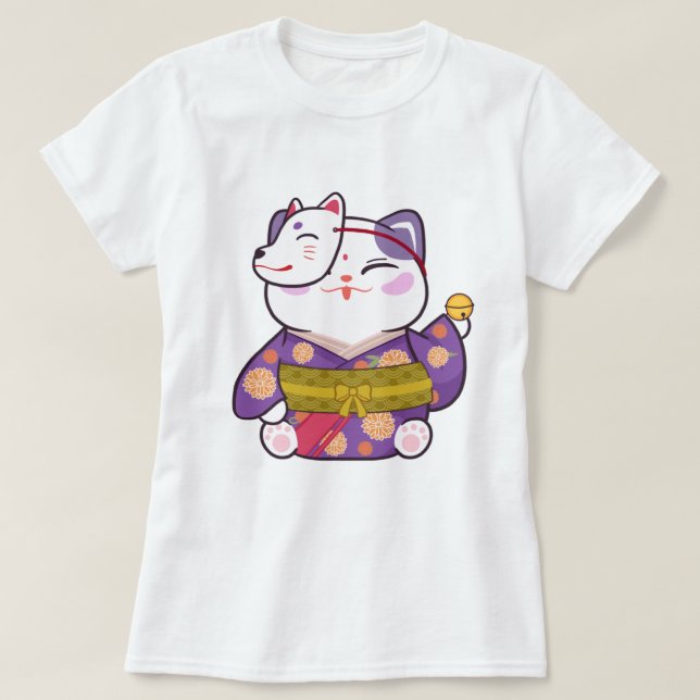 Niedlich Lucky Cat T-Shirt (Design vorne)