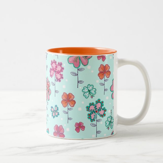 Niedlich Lucky Clover Floral Blue | TASSE (Rechts)