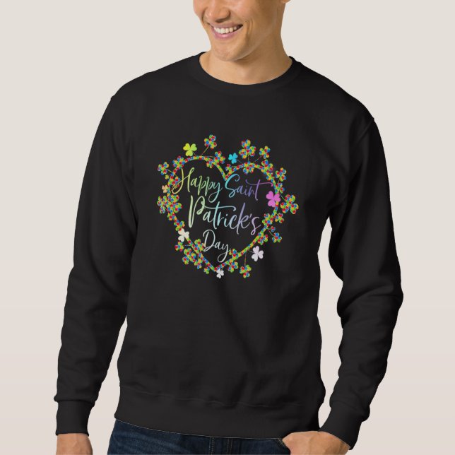 Niedlich Lucky Heart Kleeblatt Autismus Sensibilis Sweatshirt (Vorderseite)