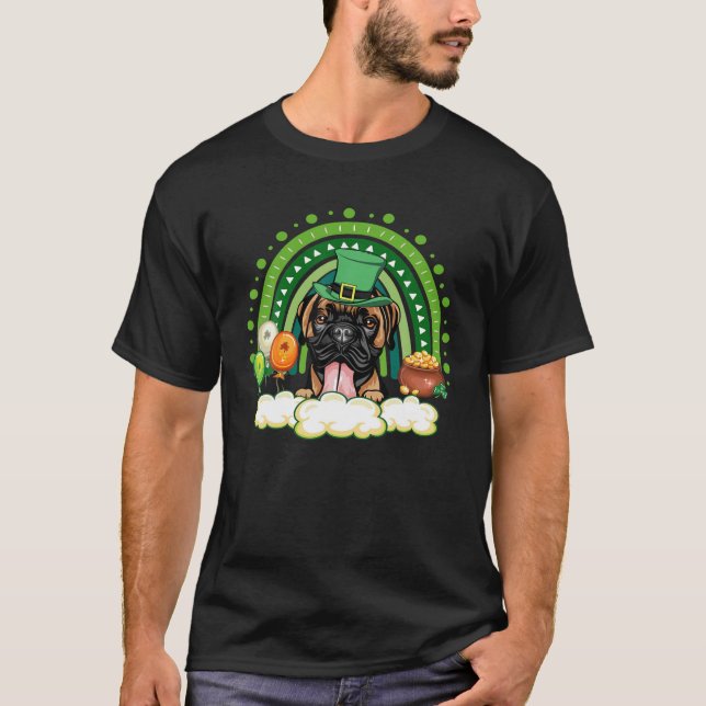 Niedlich Lucky Rainbow Boxer Kleeblatt St Patrick' T-Shirt (Vorderseite)
