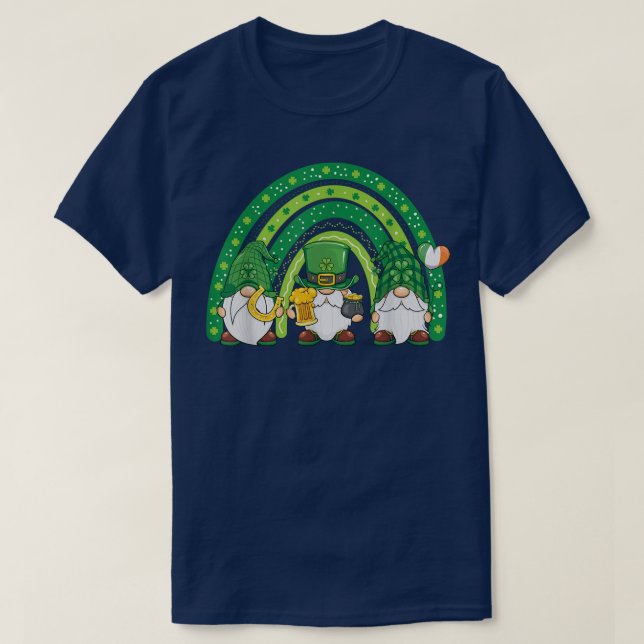 Niedlich Lucky Rainbow Gnome Happy St Patricks Day T-Shirt (Design vorne)
