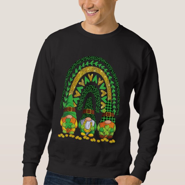 Niedlich Lucky Rainbow Irish Gnome Happy St Patric Sweatshirt (Vorderseite)