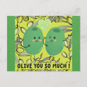 Niedlich Lustig Olive You Ich liebe Dich Postkarte
