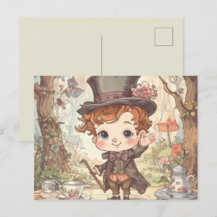 Niedlich Mad Hatter Whimsical Wonderland Art Postkarte