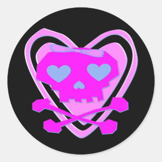 NIEDLICH- & MÄDCHENEMO-SKULL & CROSSBONES RUNDER AUFKLEBER