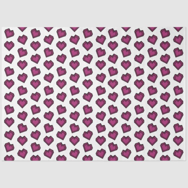 Niedlich Magenta Dark Pink Gemstone Herzmuster Seidenpapier (Vorderseite)