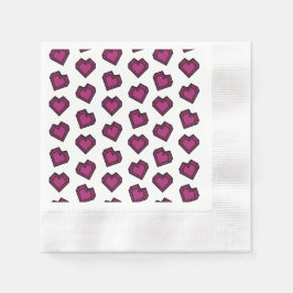 Niedlich Magenta Dark Pink Gemstone Herzmuster Serviette