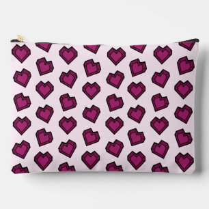 Niedlich Magenta Dark Pink Gemstone Herzmuster Zubehörtasche