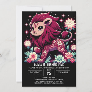 Niedlich Magic Lion Digital Geburtstag Einladung