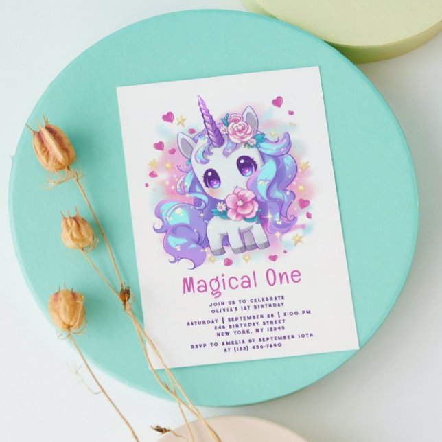 Niedlich Magical One Modern Unicorn Einladung (Von Creator hochgeladen)