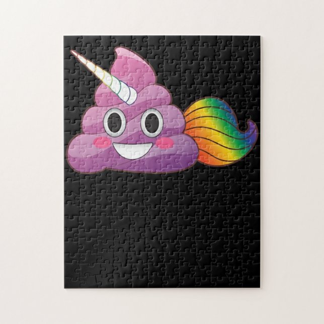 Niedlich Magical Unicorn Kackte Emoji mit Rainbow- Puzzle (Vertikal)