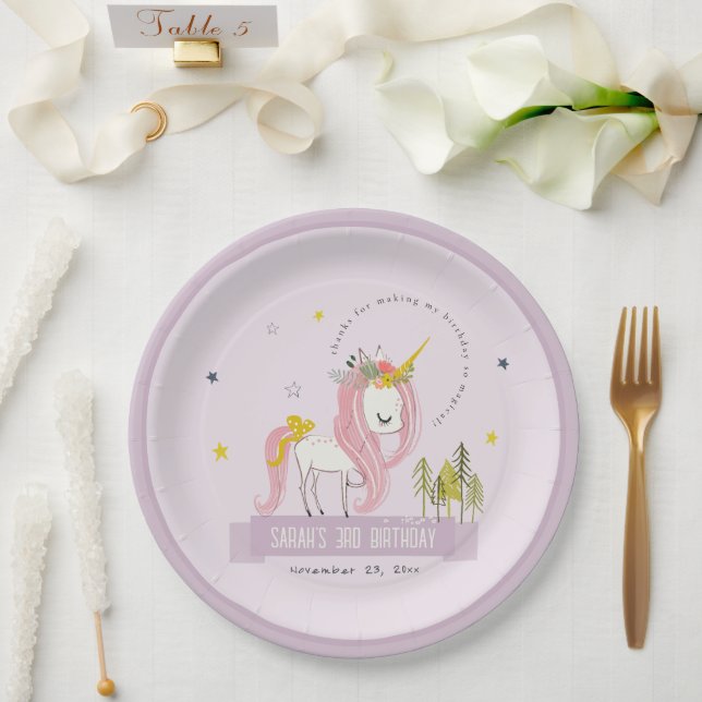 Niedlich Magical Unicorn Lila Lilac Kindergeburtst Pappteller (Hochzeit)