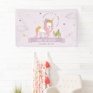 Niedlich Magical Unicorn Lilac Lila Kindergeburtst Banner