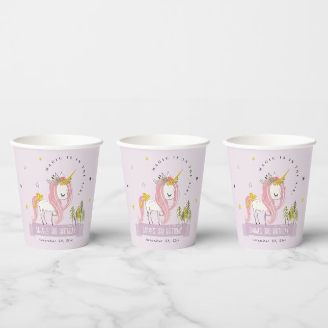 Niedlich Magical Unicorn Lilac Lila Kindergeburtst Pappbecher (Multi)