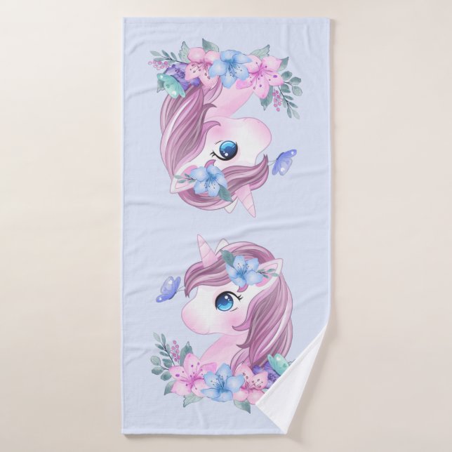 Niedlich & magisch Baby Unicorn mit Big Eyes Badhandtuch Set (Badehandtuch)
