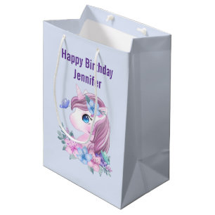 Niedlich & magisch Baby Unicorn mit Big Eyes Gebur Mittlere Geschenktüte