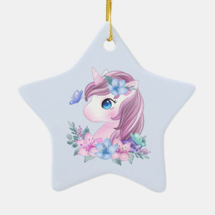 Niedlich & magisch Baby Unicorn mit Big Eyes Keramik Ornament