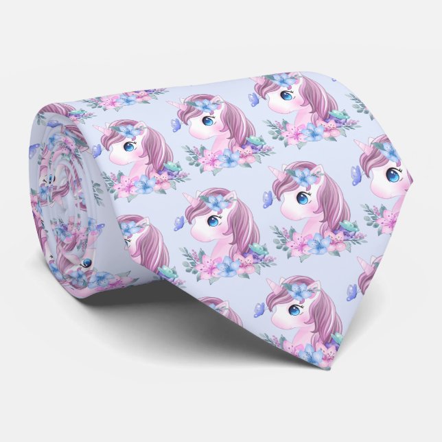Niedlich & magisch Baby Unicorn mit Big Eyes Muste Krawatte (Gerollt)