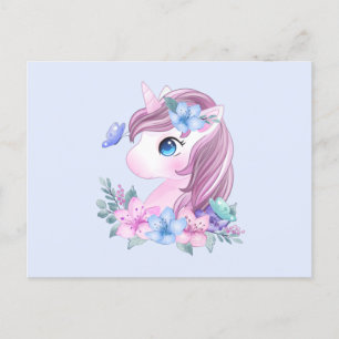 Niedlich & magisch Baby Unicorn mit Big Eyes Postkarte