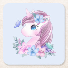 Niedlich & magisch Baby Unicorn mit Big Eyes Rechteckiger Pappuntersetzer