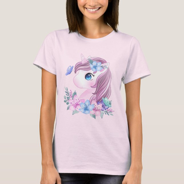 Niedlich & magisch Baby Unicorn mit Big Eyes T-Shirt (Vorderseite)