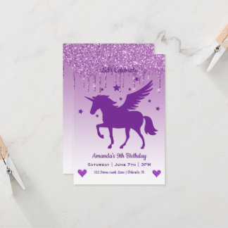 Niedlich Magische Einhorn & Herz Geburtstag Einladung
