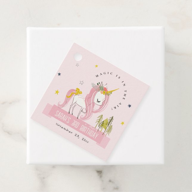 Niedlich Magische Einhorn Rosa Rosa Kindergeburtst Geschenkanhänger (Beispiel)