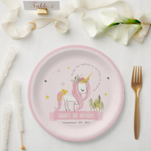 Niedlich Magische Einhorn Rosa Rosa Kindergeburtst Pappteller