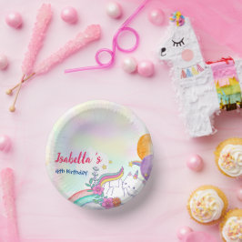Niedlich Magische Regenbogenkatze Unicorn Geburtst Pappteller