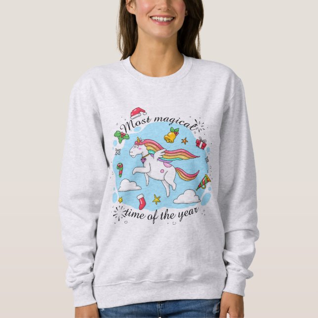 Niedlich Magische Weihnachtszeit Sweatshirt (Vorderseite)